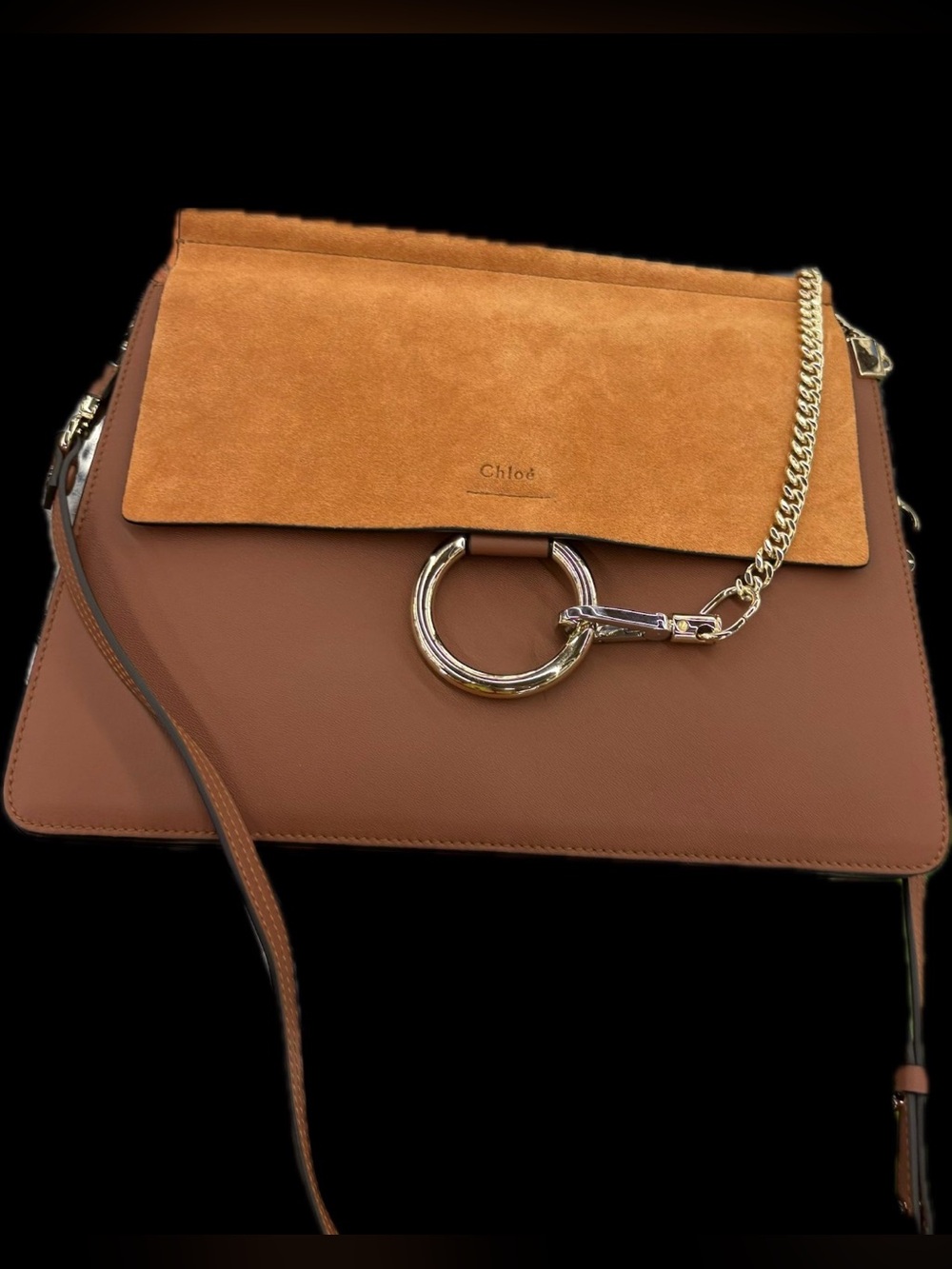Chloé Shoulder Bag in Tan and Camel with Gold Hardware